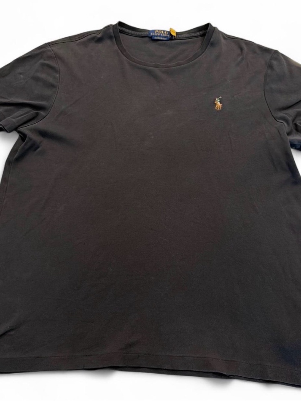 Ralph Lauren Black Short‑Sleeve Crewneck Tee with Polo Pony Men Sz L gently used